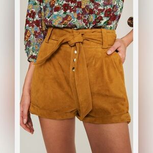 ba&sh High Waist suade Shorts with Tie Belt